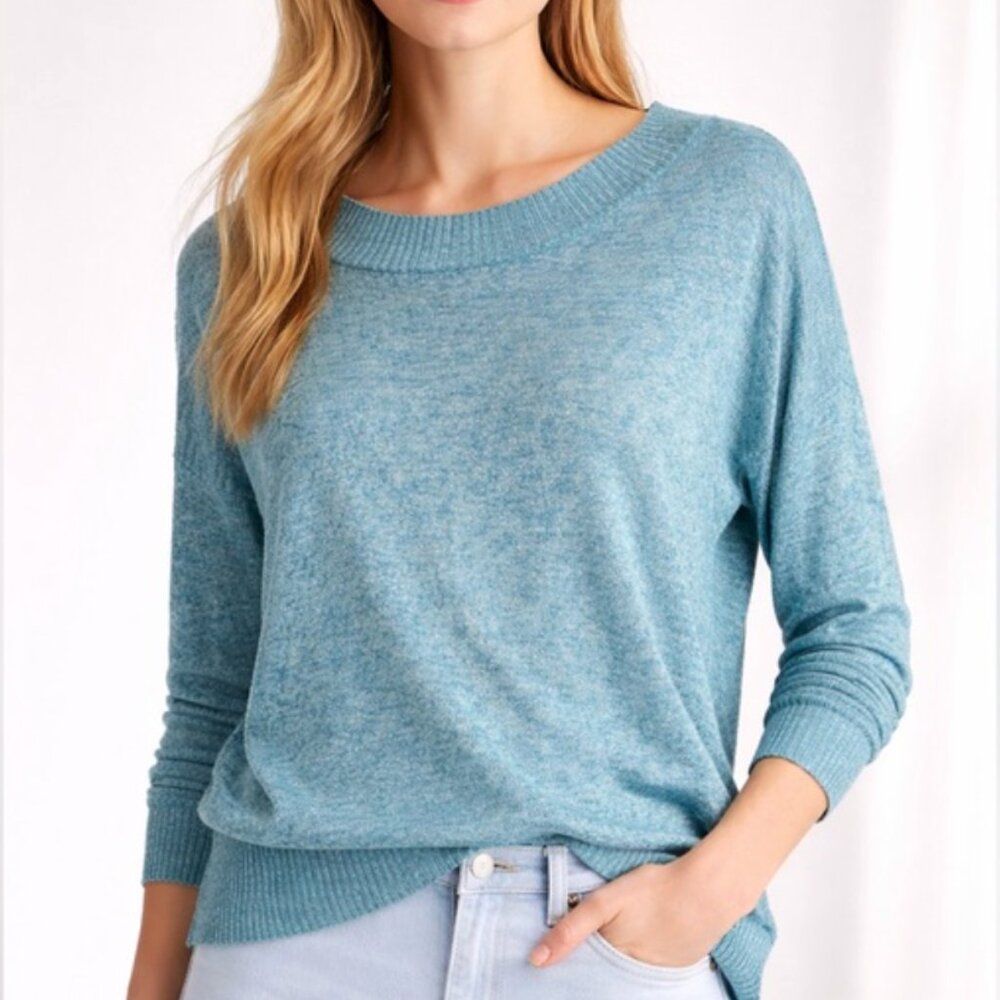 Club Monaco by Ralph Lauren Europe Size M - Linen Viscose Blue Boatneck Sweater